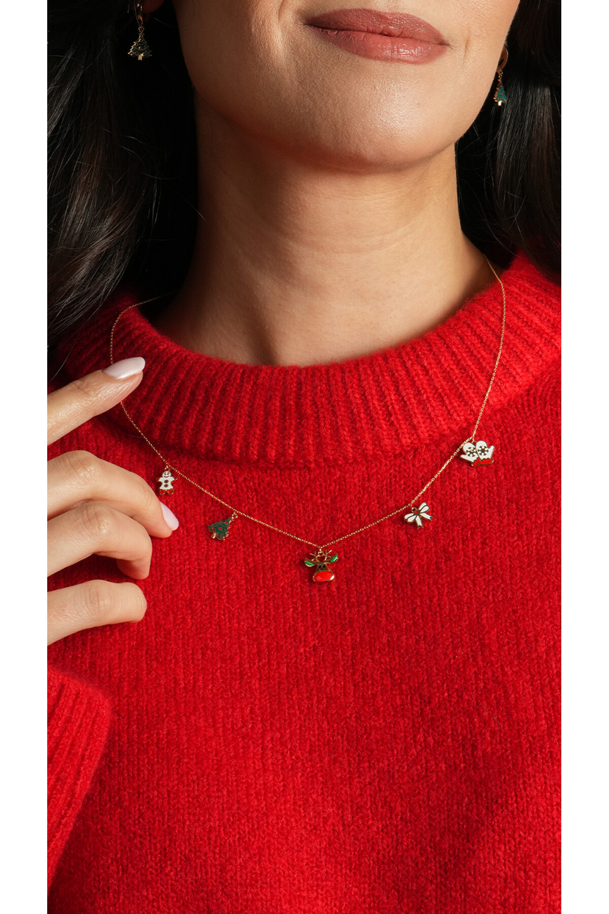 14 Ayar Altın Yılbaşı Charmlı Kolye