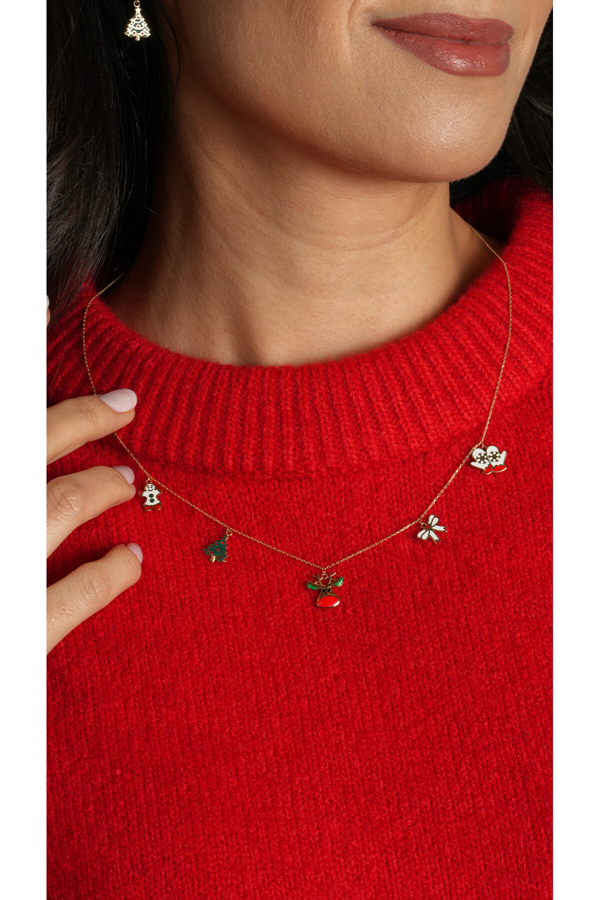 14 Ayar Altın Yılbaşı Charmlı Kolye