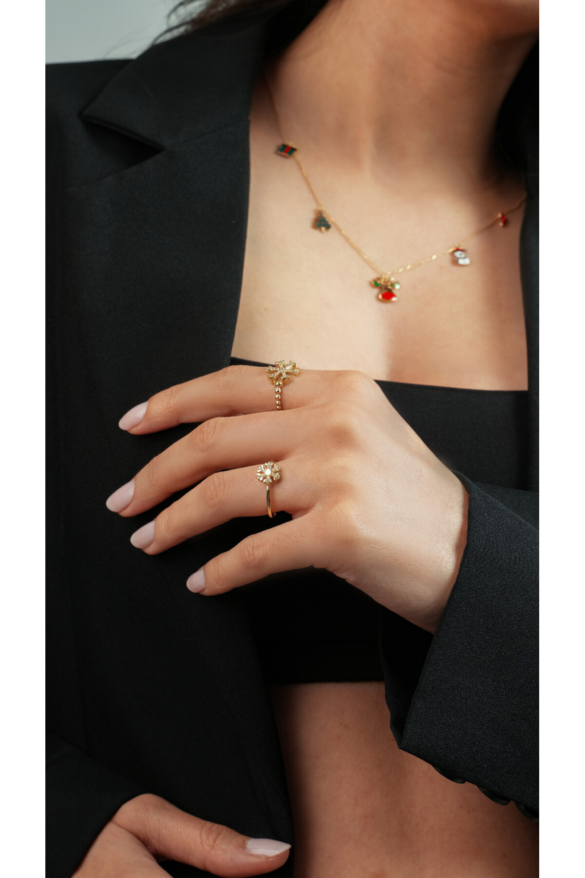 14 Ayar Altın Yılbaşı Charmlı Kolye