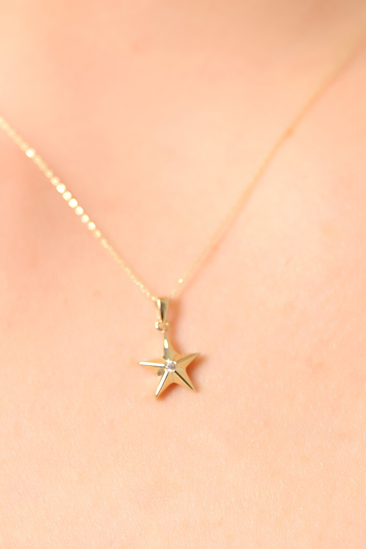 14 Ayar Altın Yıldız Kolye