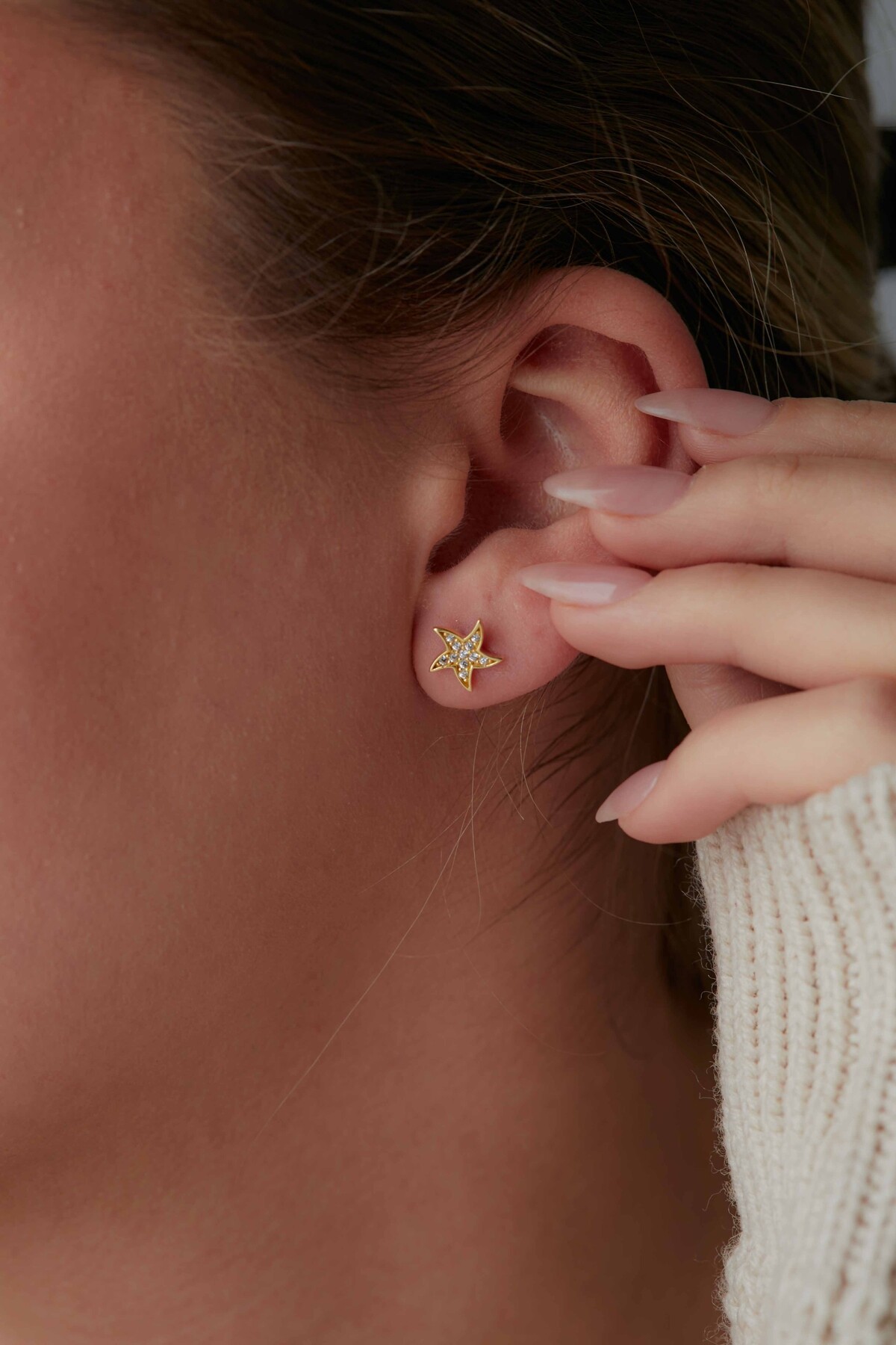 14 Ayar Altın Yıldız Küpe