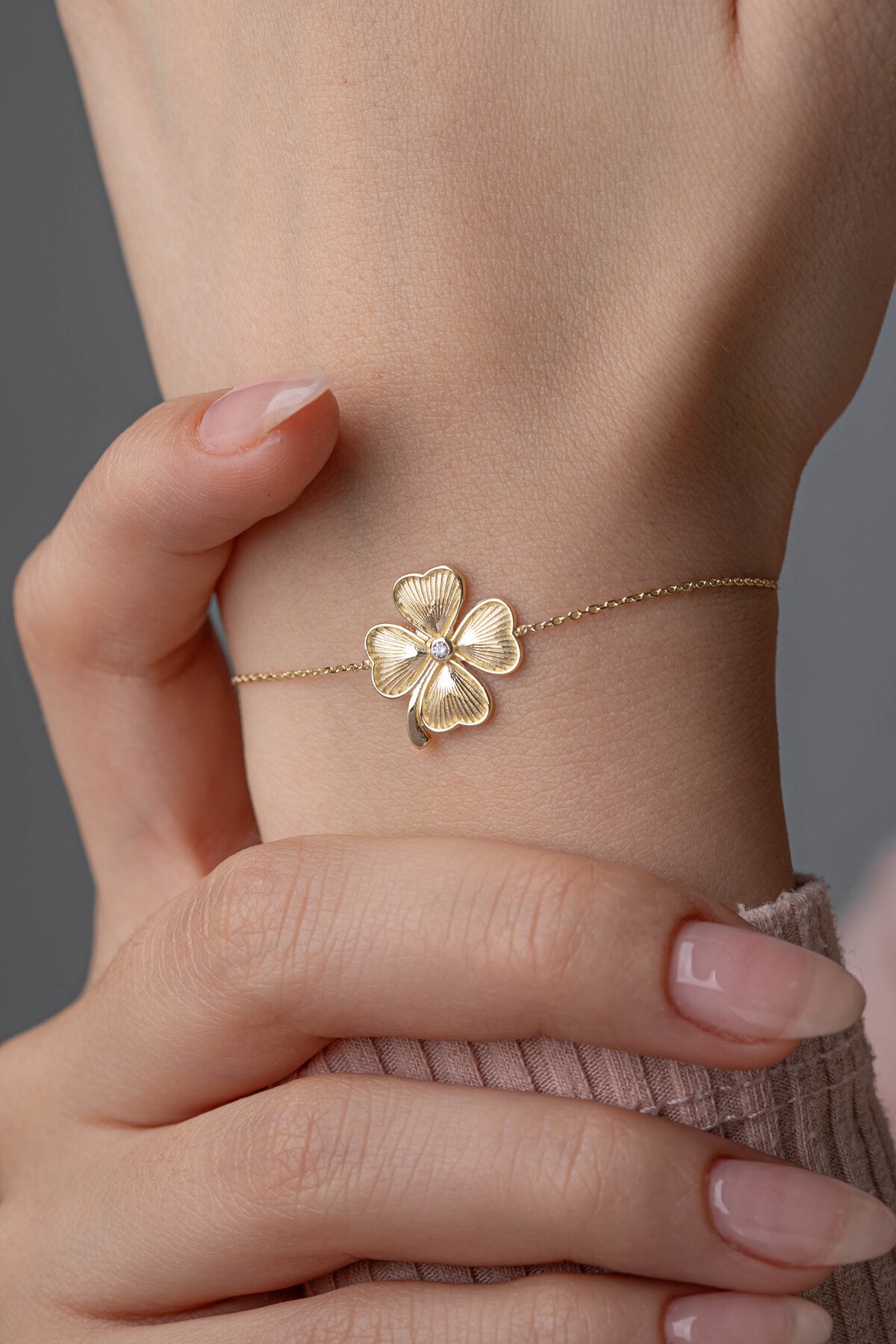 14 Ayar Altın Yonca Bileklik