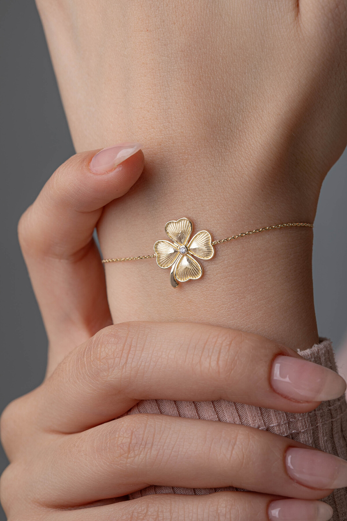 14 Ayar Altın Yonca Bileklik