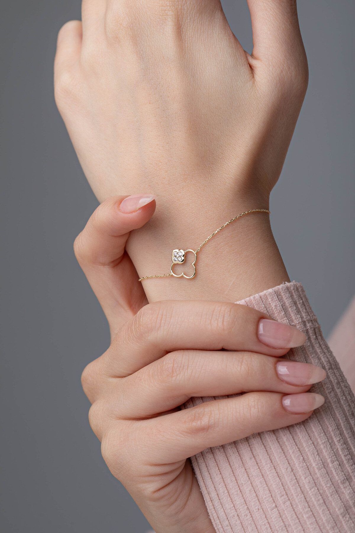 14 Ayar Altın Yonca Bileklik