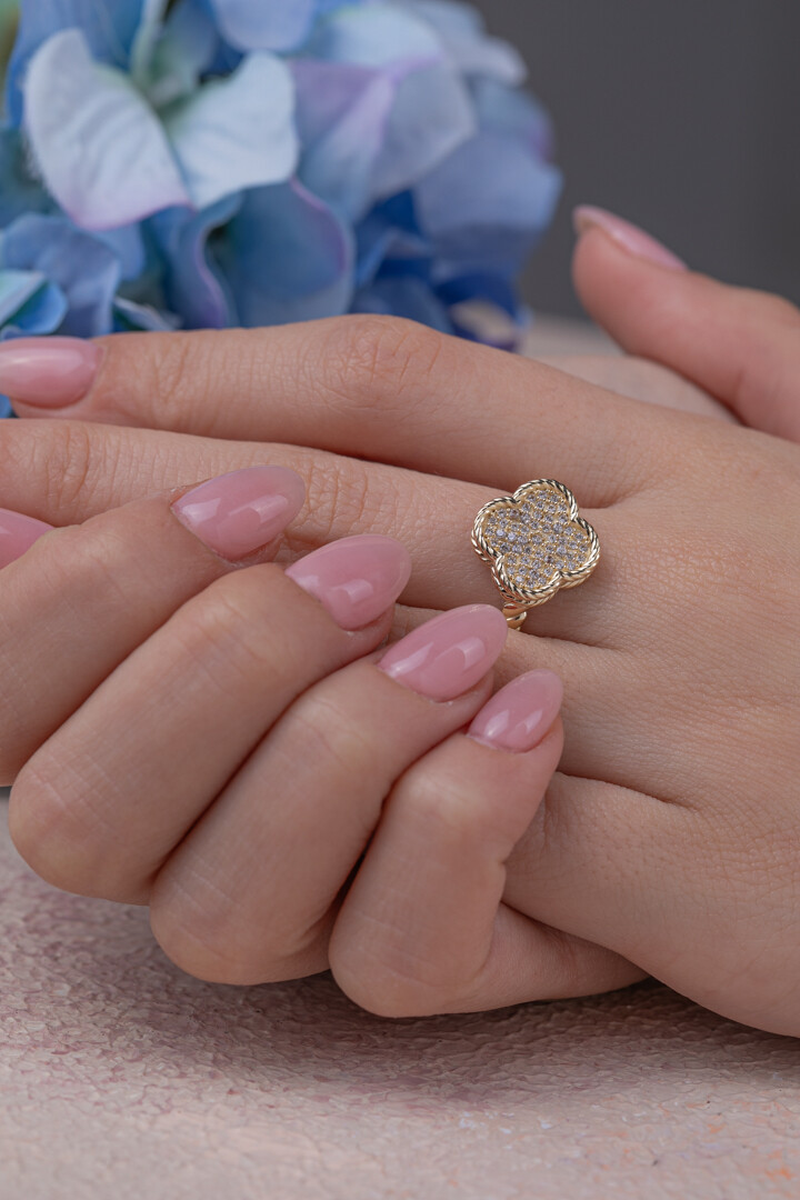 14 Ayar Altın Yonca Yüzük