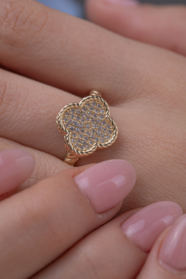 14 Ayar Altın Yonca Yüzük