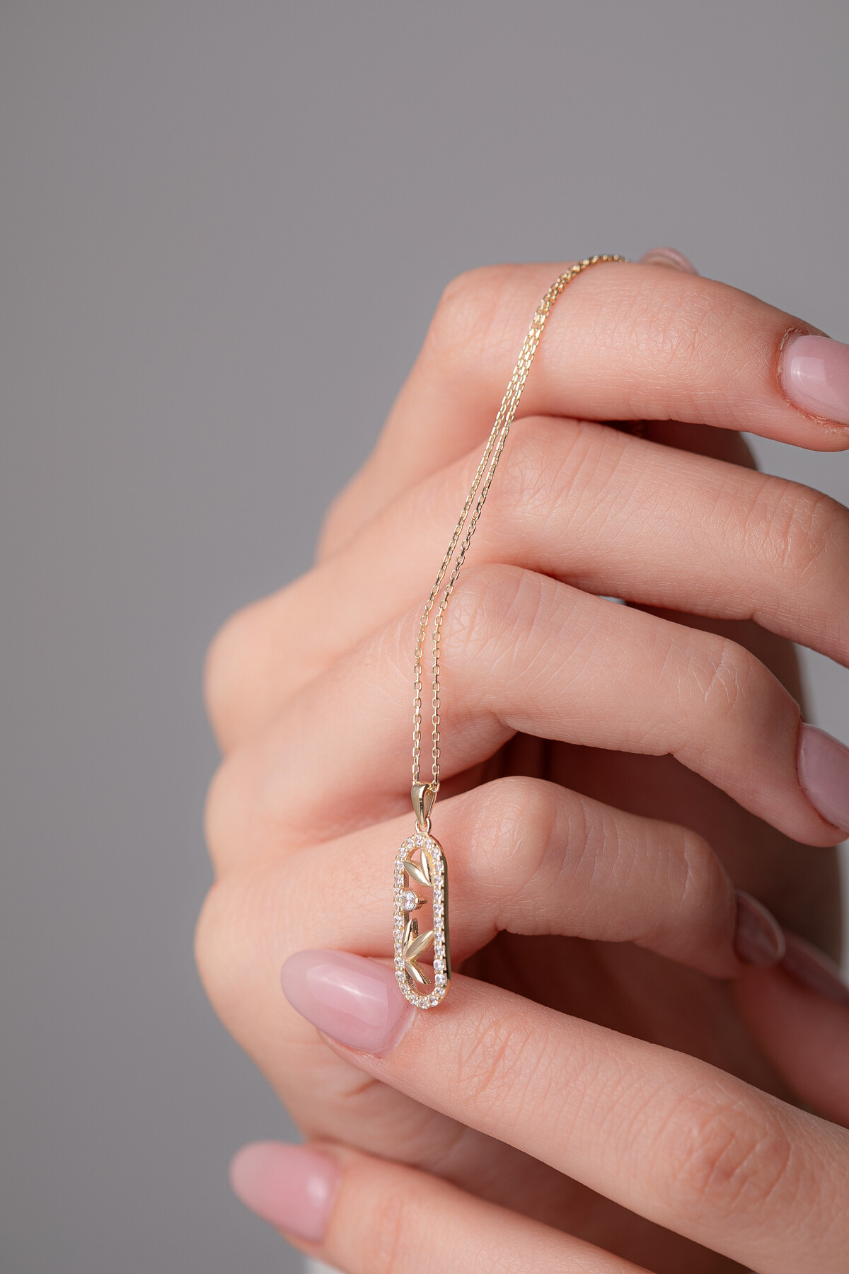 14 Ayar Altın Zeytin Dalı Kolye