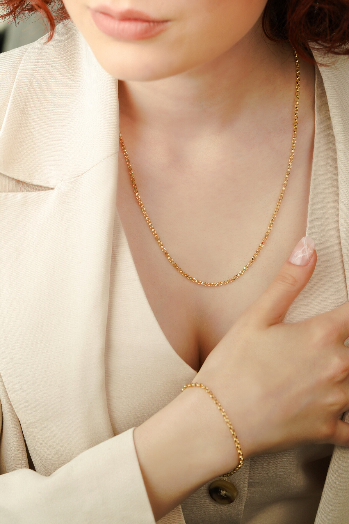 Altın Dodge Zincir Kolye ve Bileklik Takım