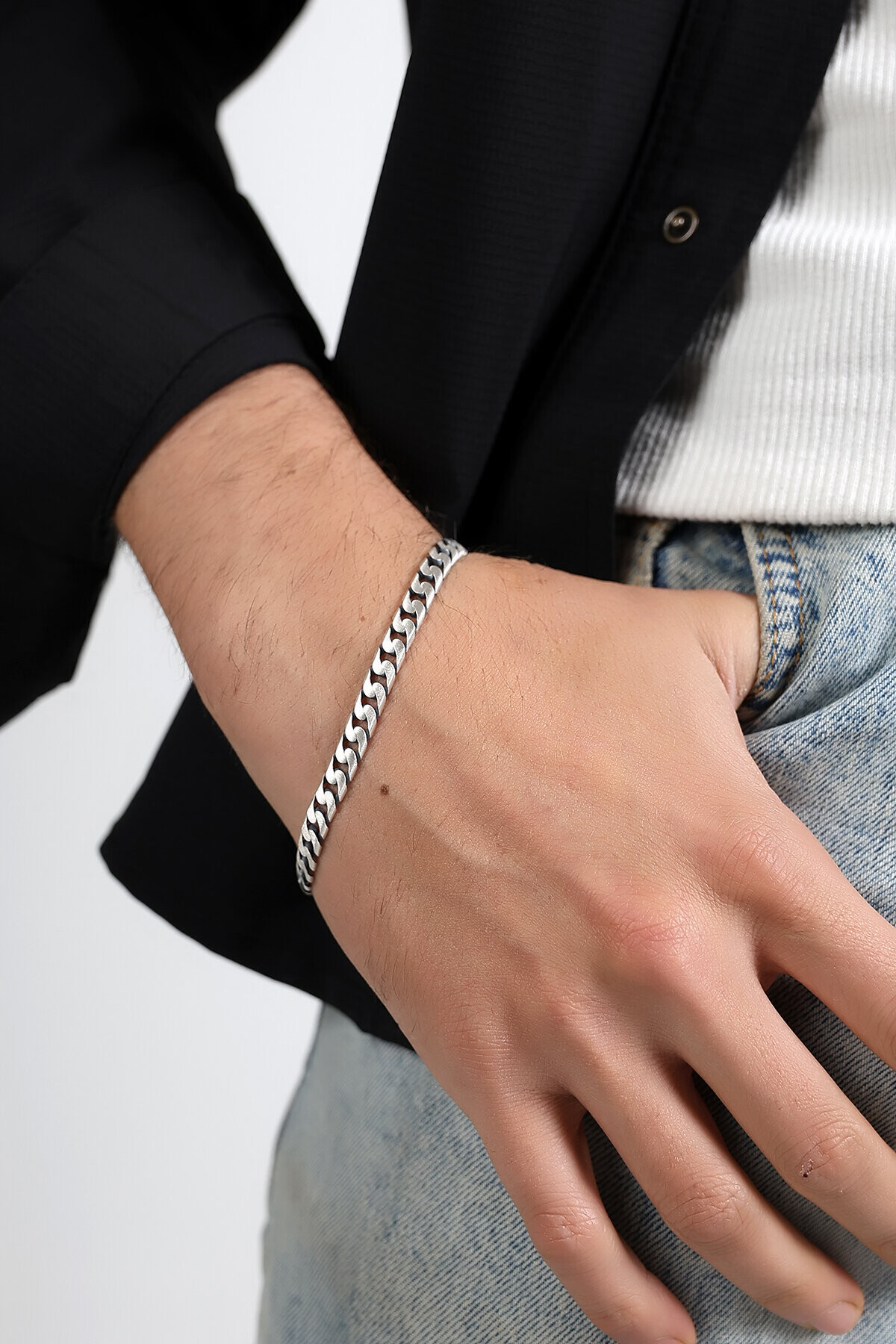 Gümüş 12mm Gurmet Erkek Bileklik