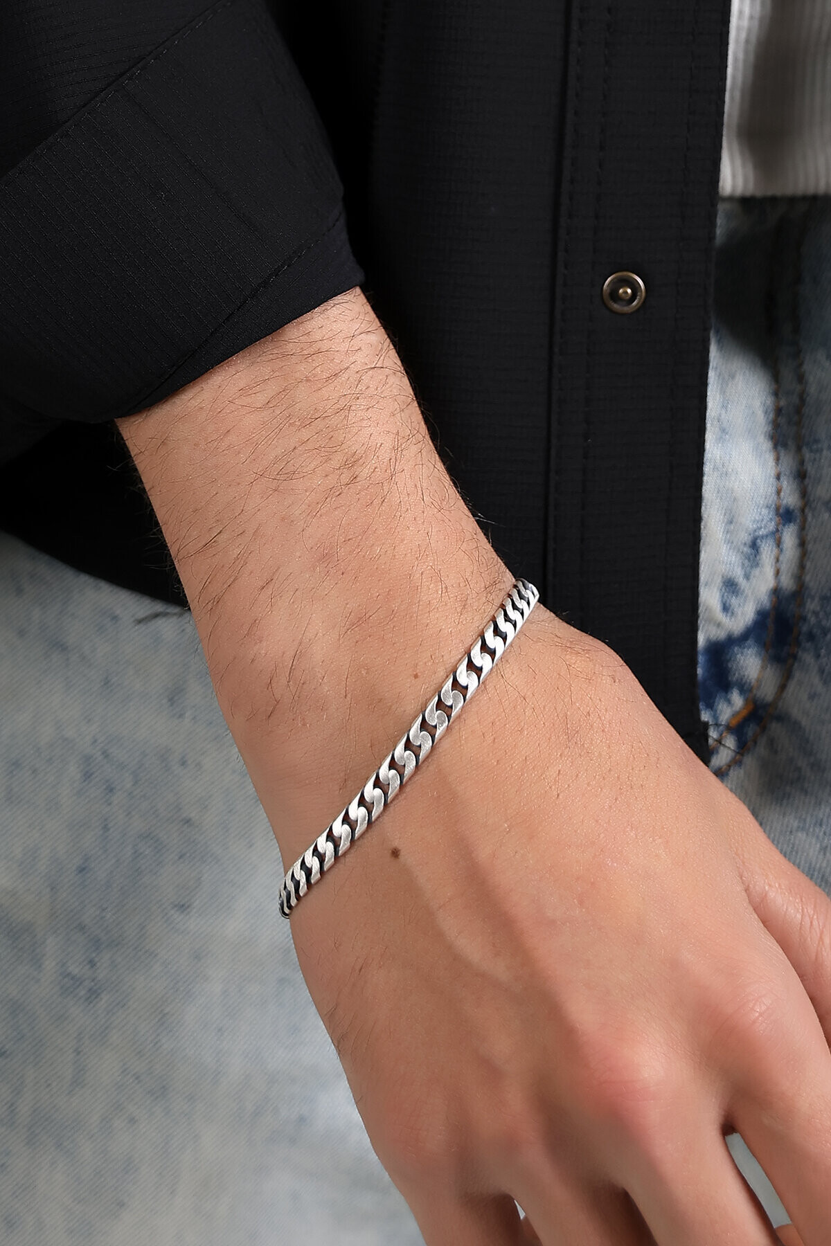 Gümüş 12mm Gurmet Erkek Bileklik