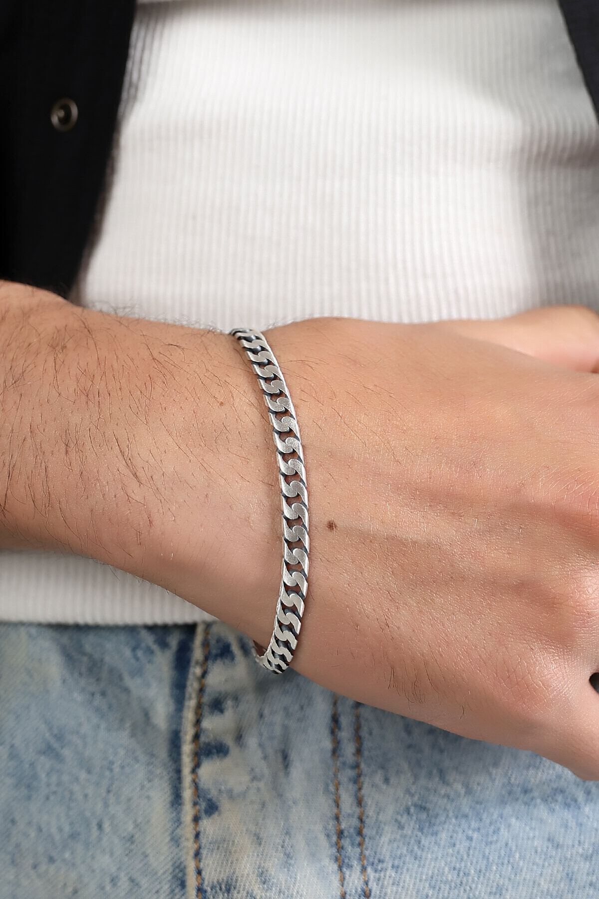 Gümüş 12mm Gurmet Erkek Bileklik