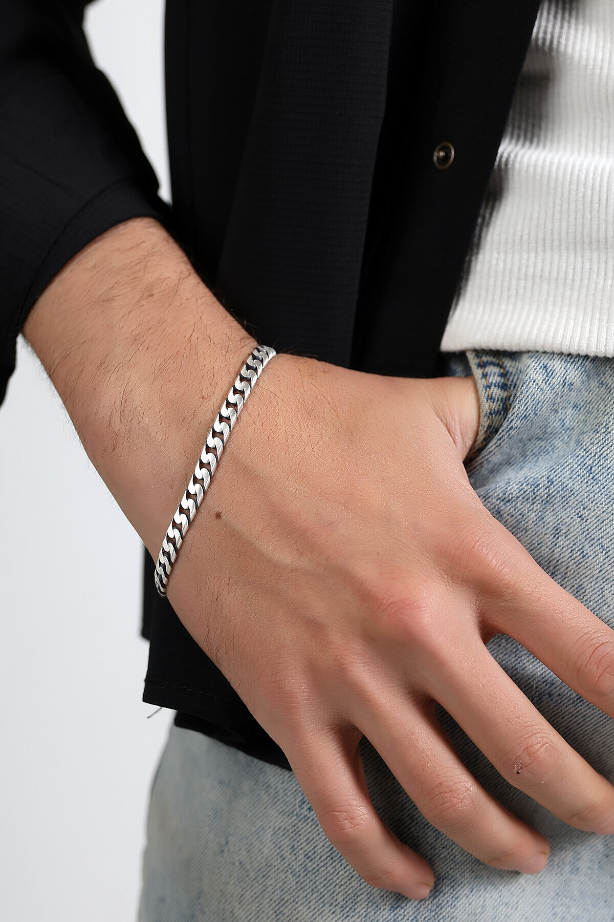 Gümüş 12mm Gurmet Erkek Bileklik