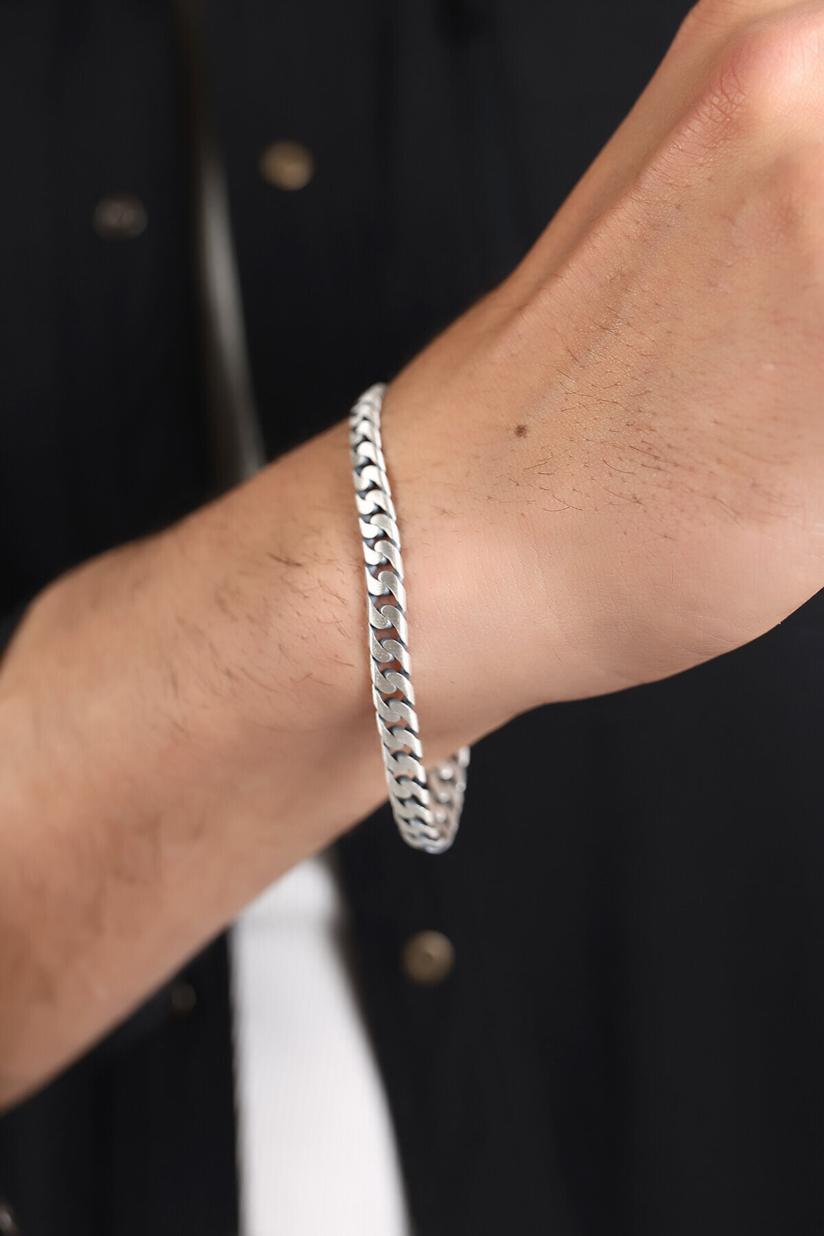 Gümüş 12mm Gurmet Erkek Bileklik