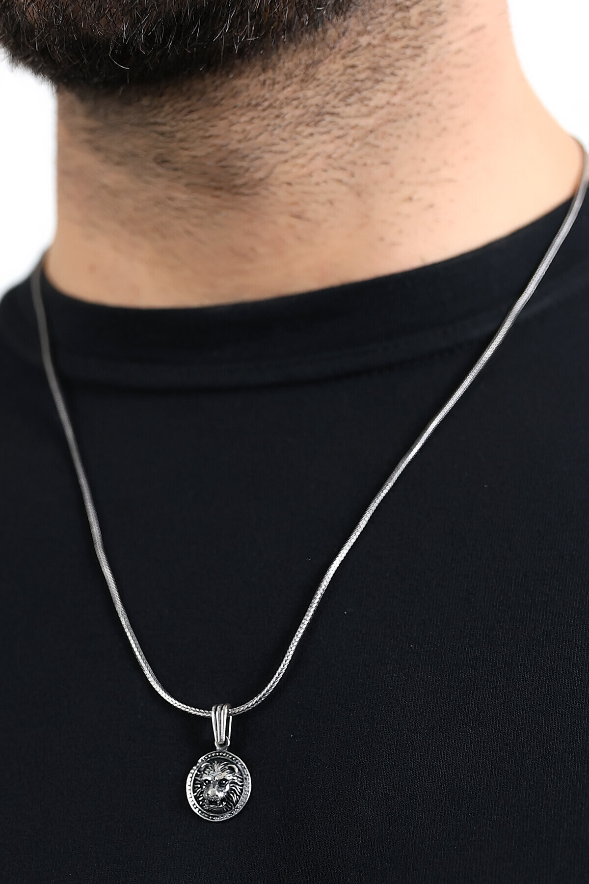 Gümüş Aslan Figürlü Kolye Ucu