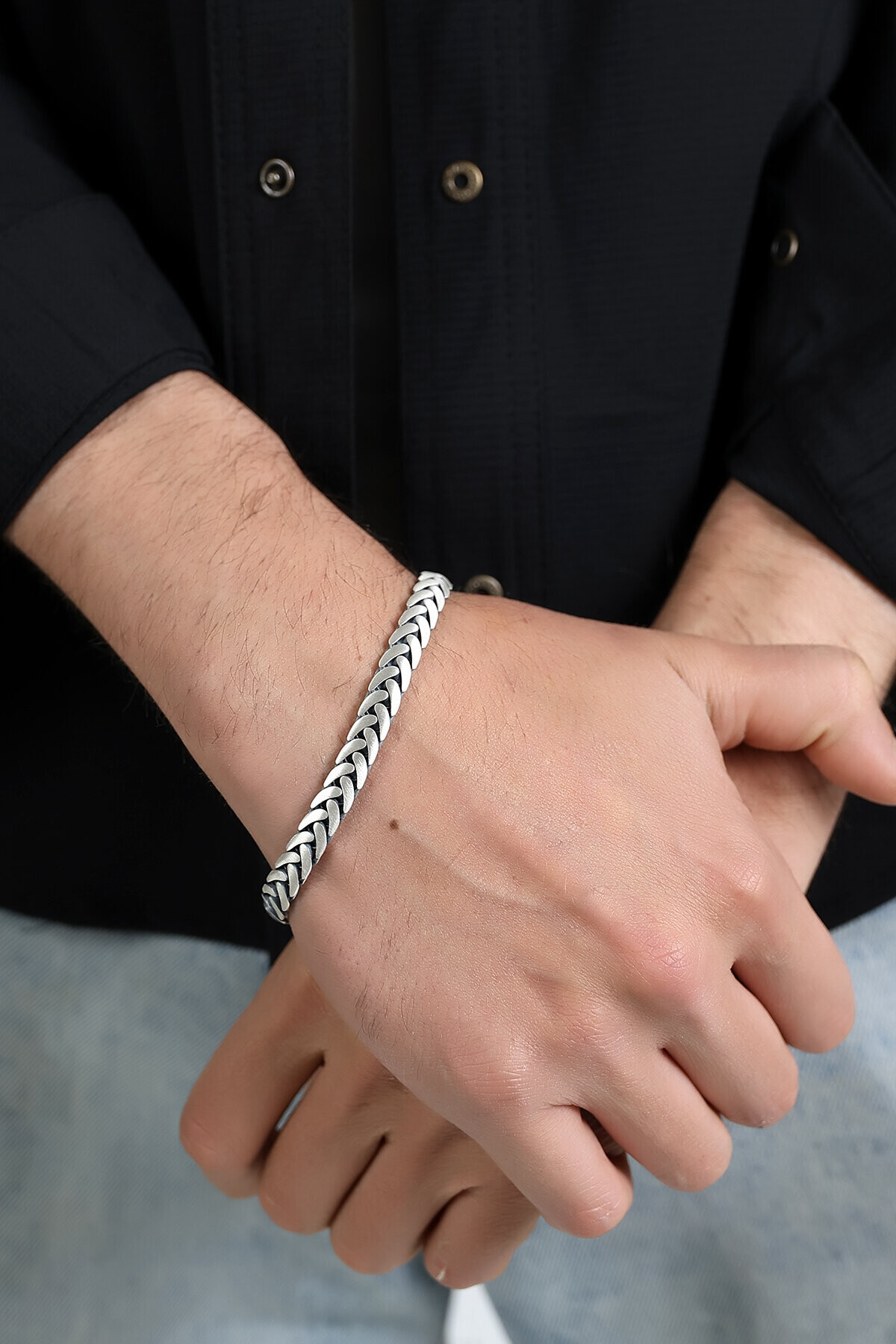 Gümüş Aslan Kilitli Erkek Bileklik