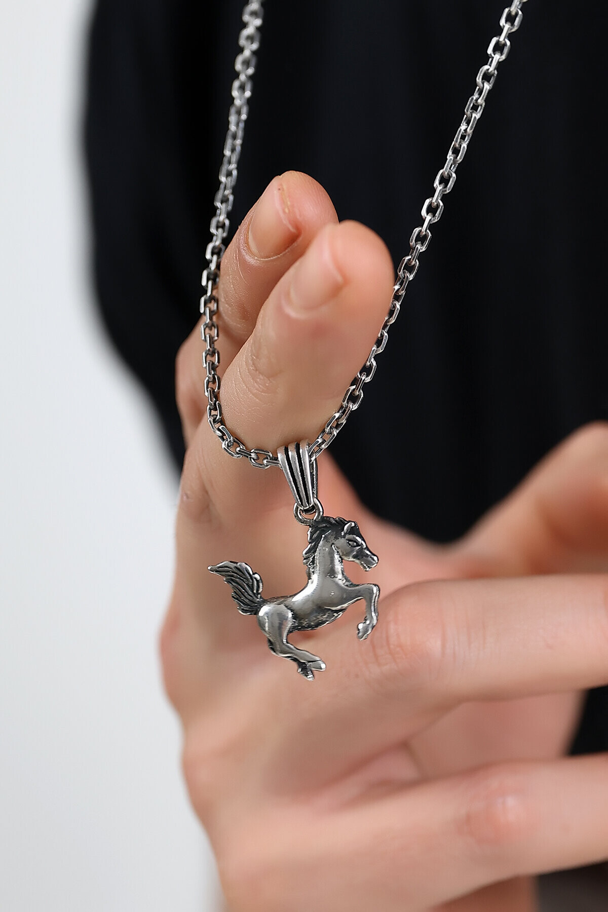 Gümüş At Figür Kolye Ucu 