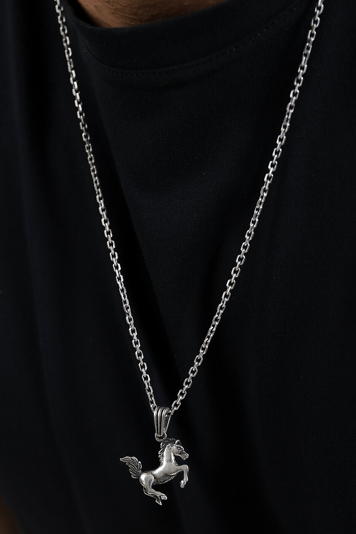 Gümüş At Figür Kolye Ucu 