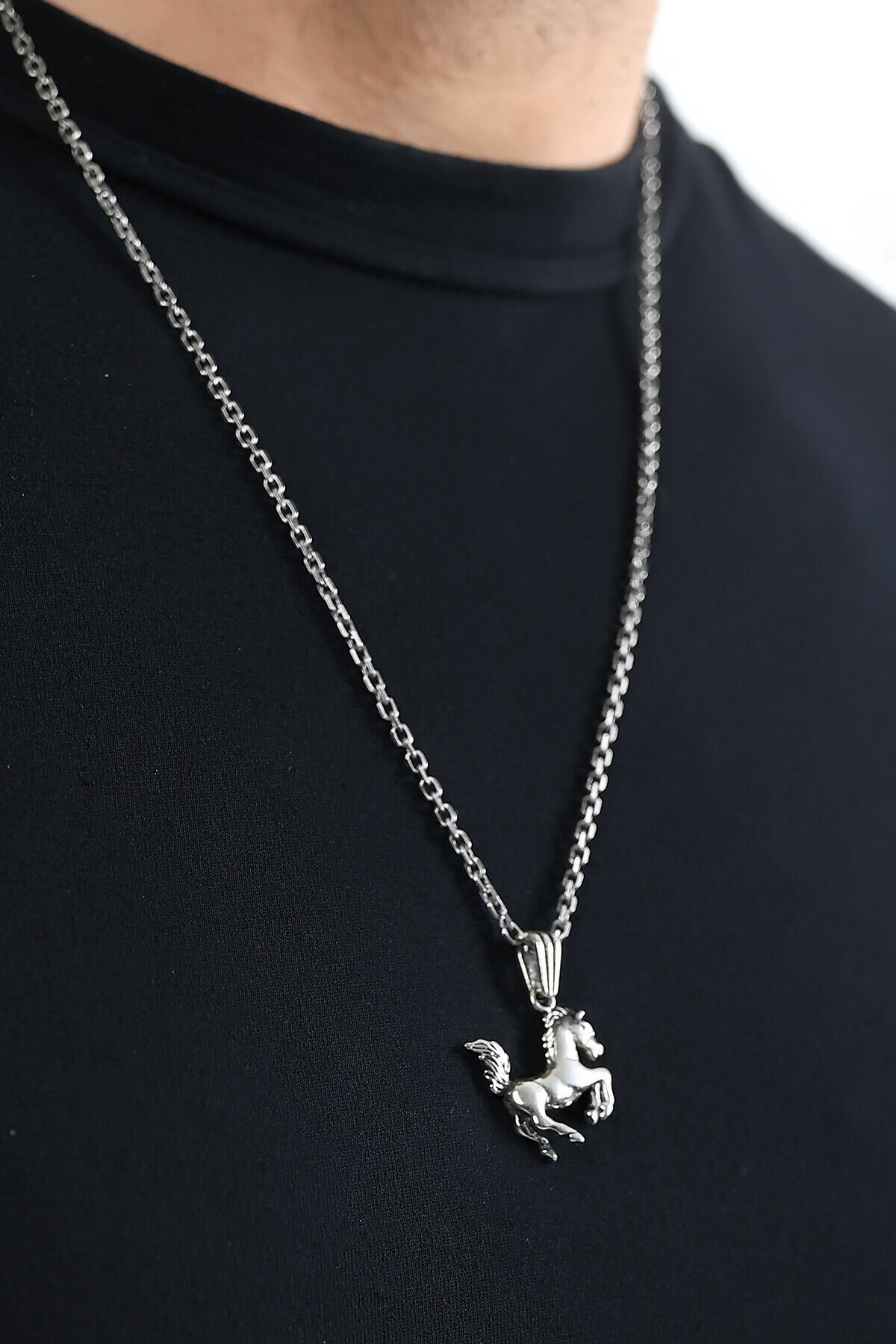 Gümüş At Figür Kolye Ucu 