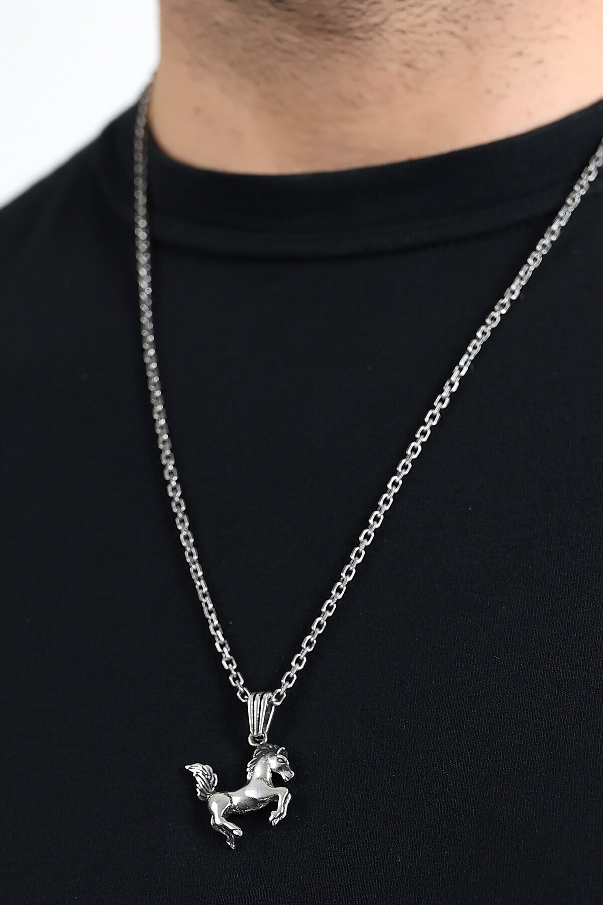 Gümüş At Figür Kolye Ucu 