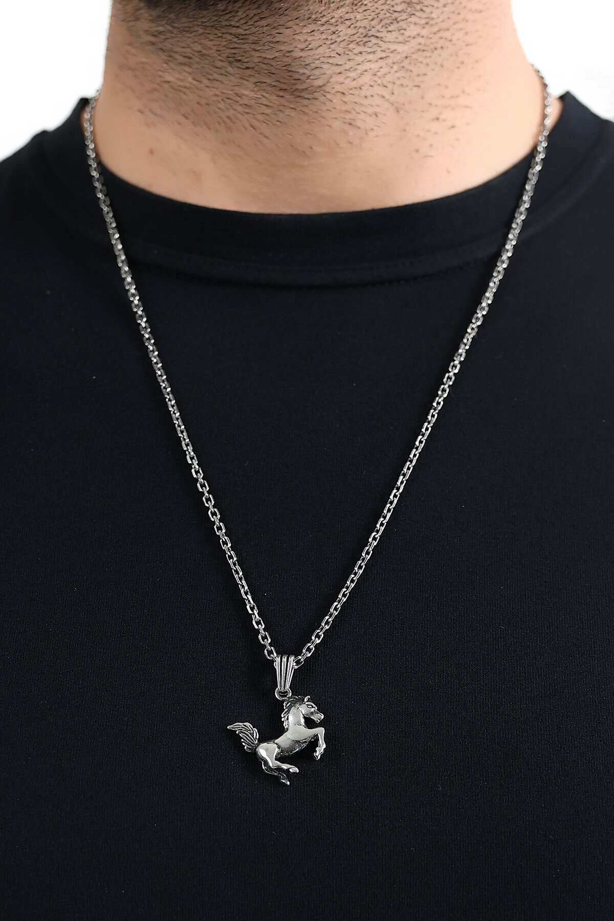 Gümüş At Figür Kolye Ucu 