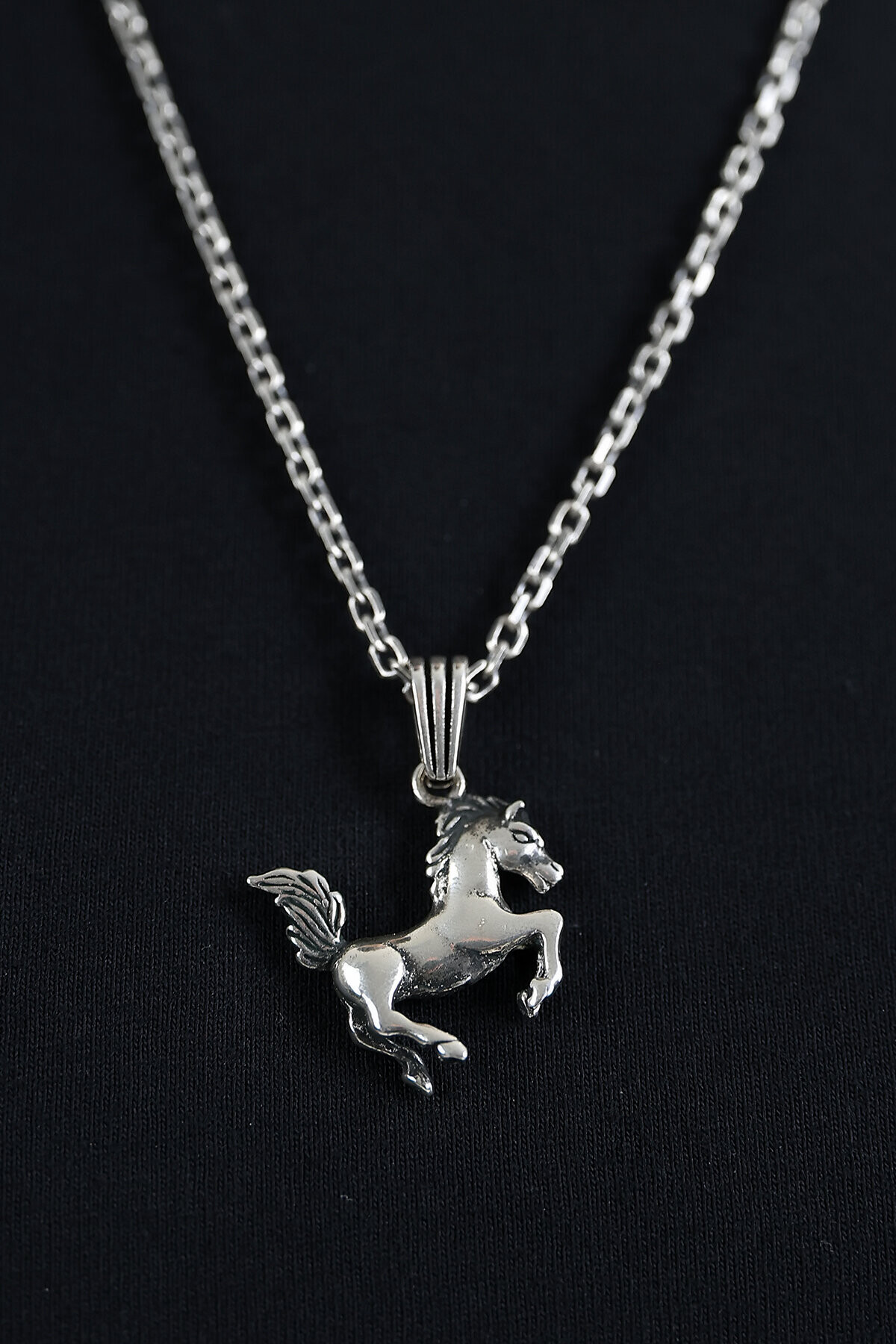 Gümüş At Figür Kolye Ucu 