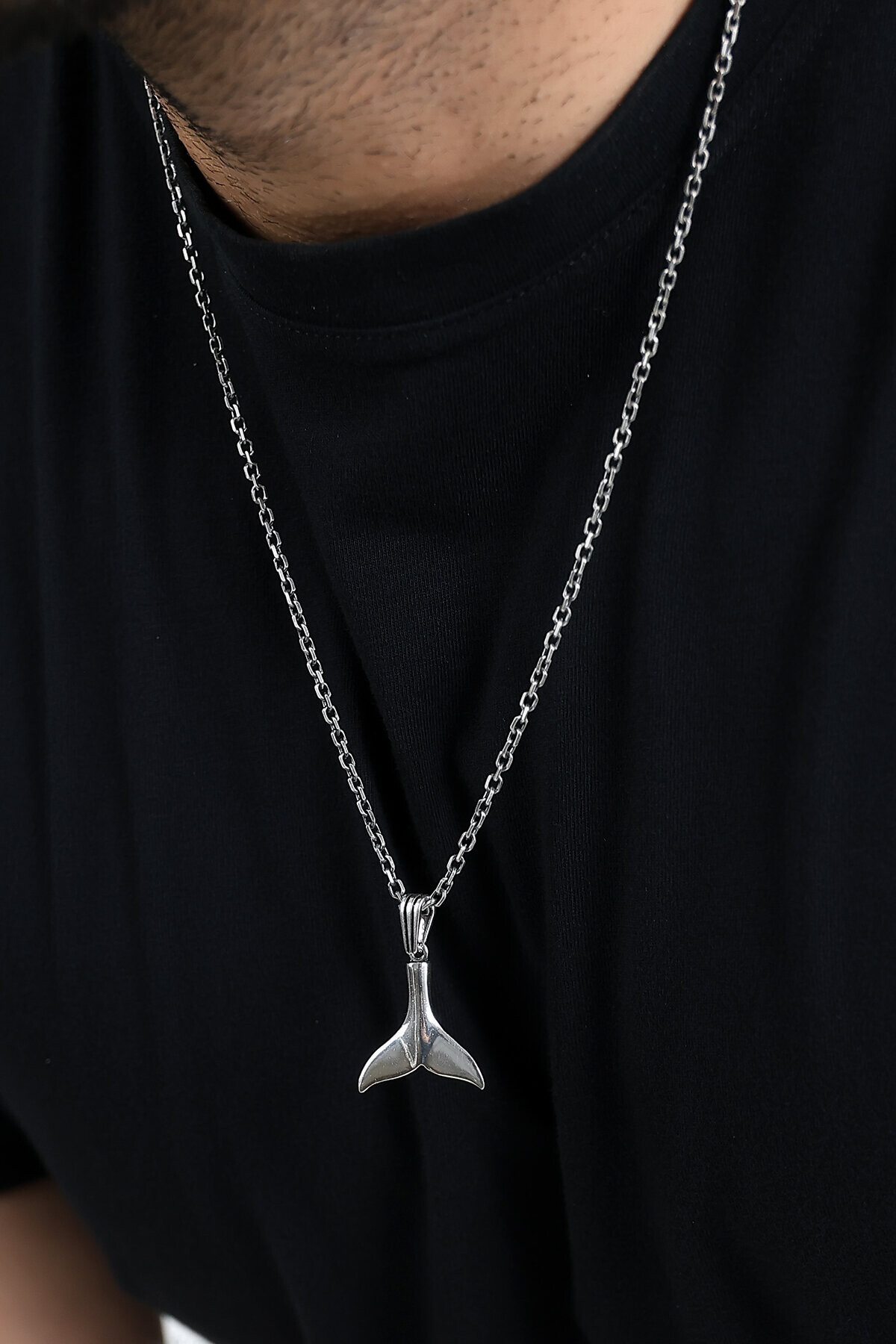 Gümüş Balık Kuyruğu Figür Kolye Ucu 