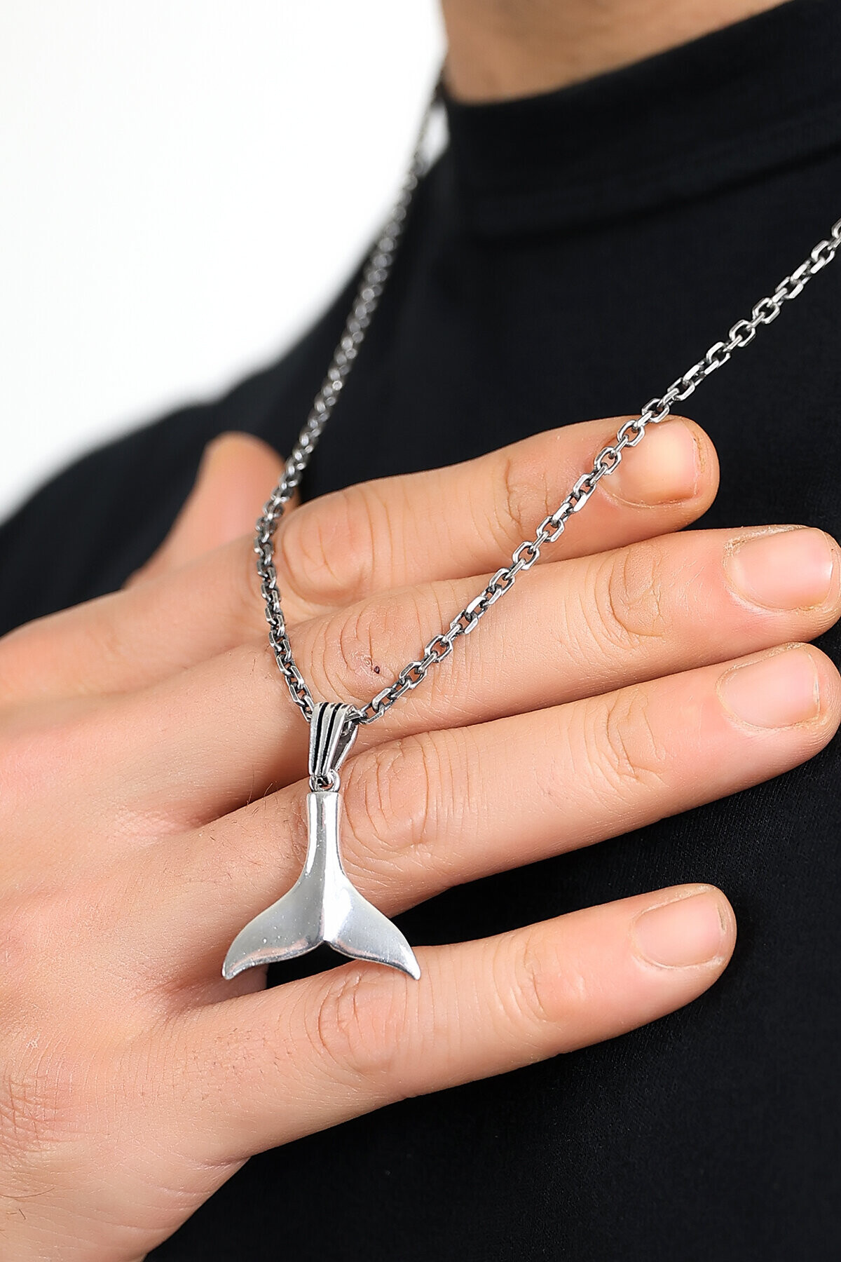 Gümüş Balık Kuyruğu Figür Kolye Ucu 