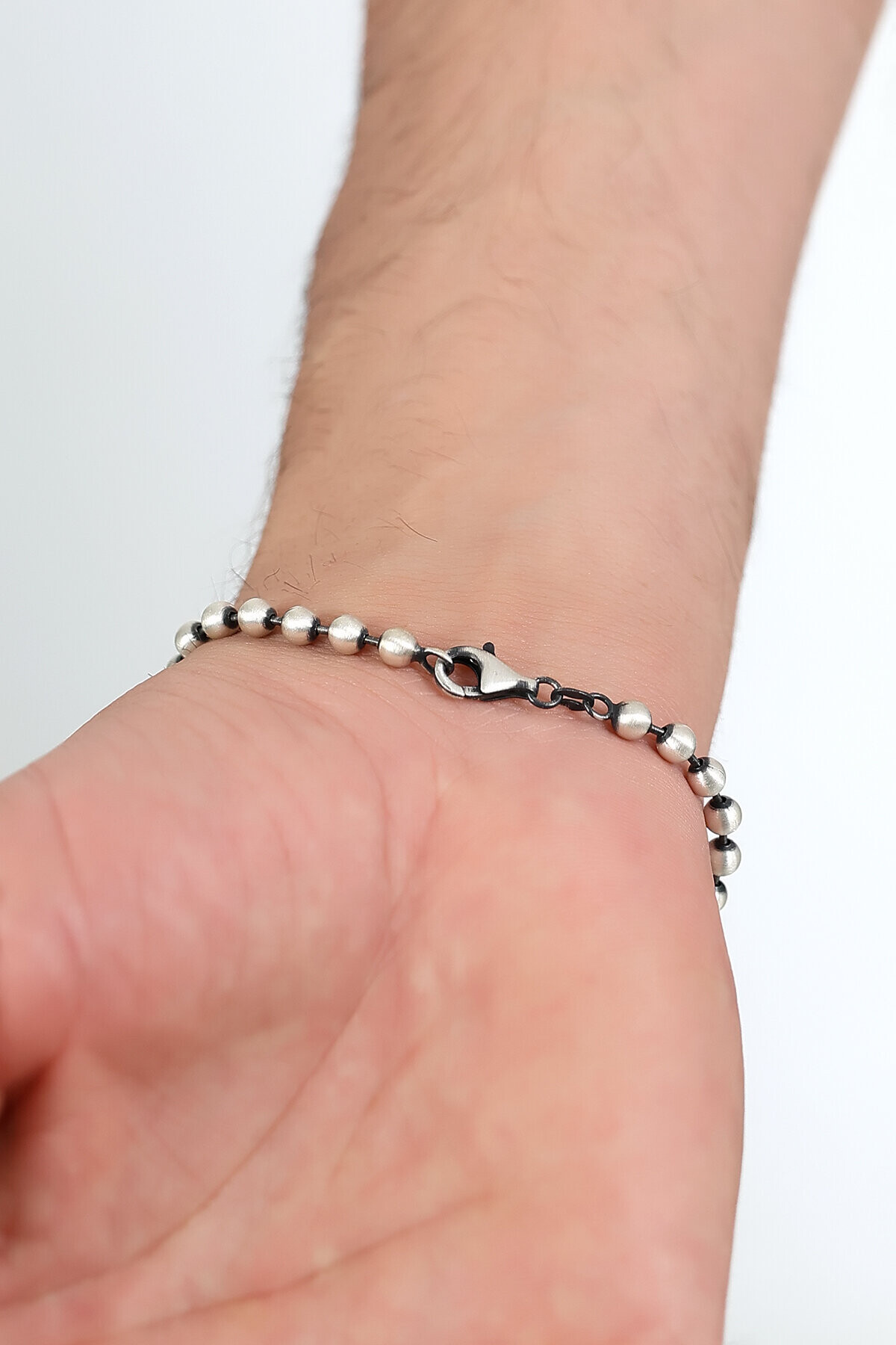 Gümüş Bilye Zincir Erkek Bileklik