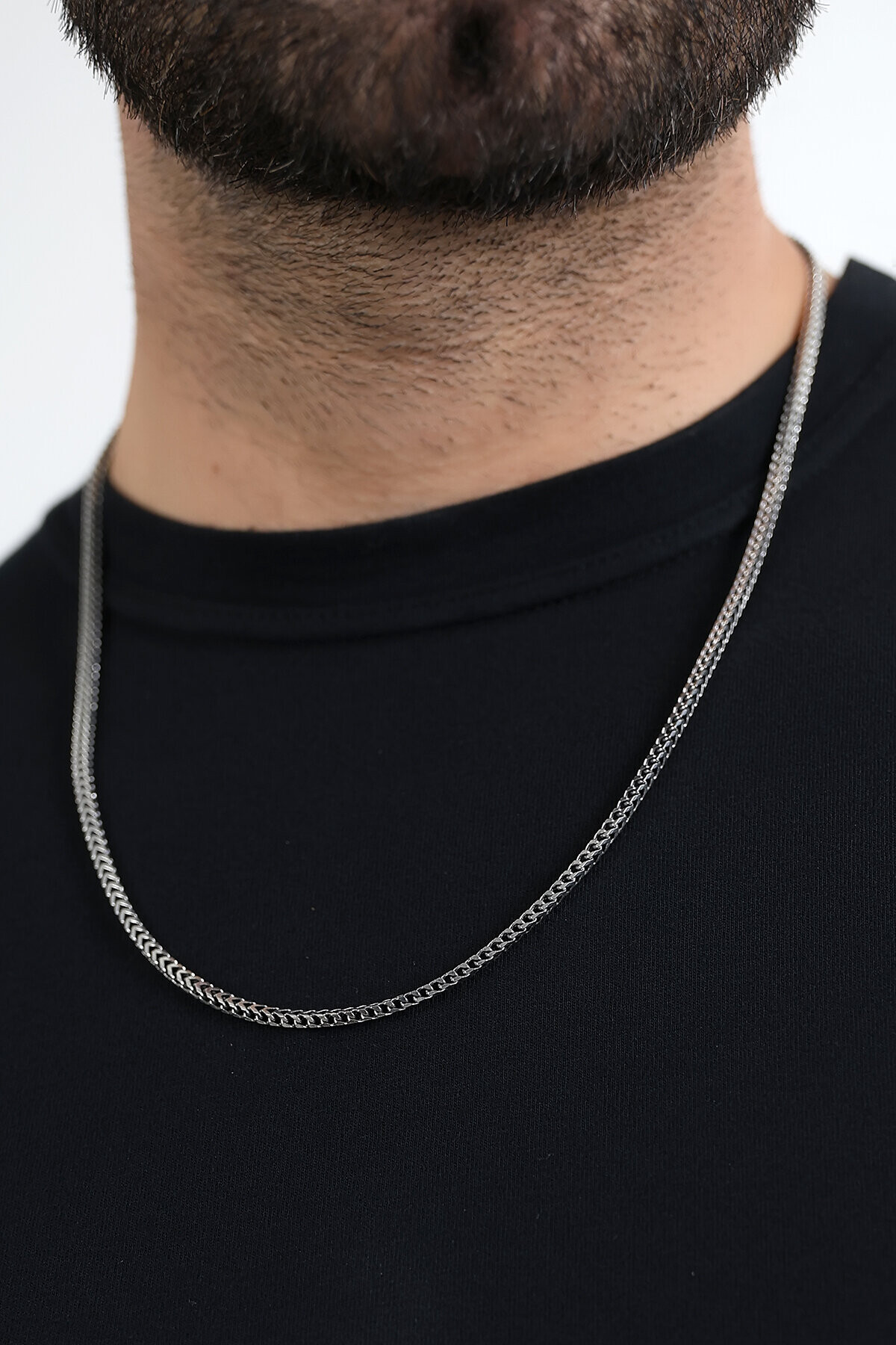 Gümüş Çift Katlı Gurmet Zincir Kolye