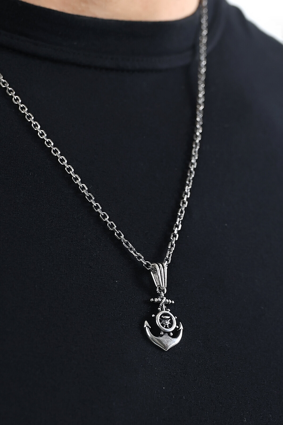 Gümüş Deniz Çapası Kolye Ucu 