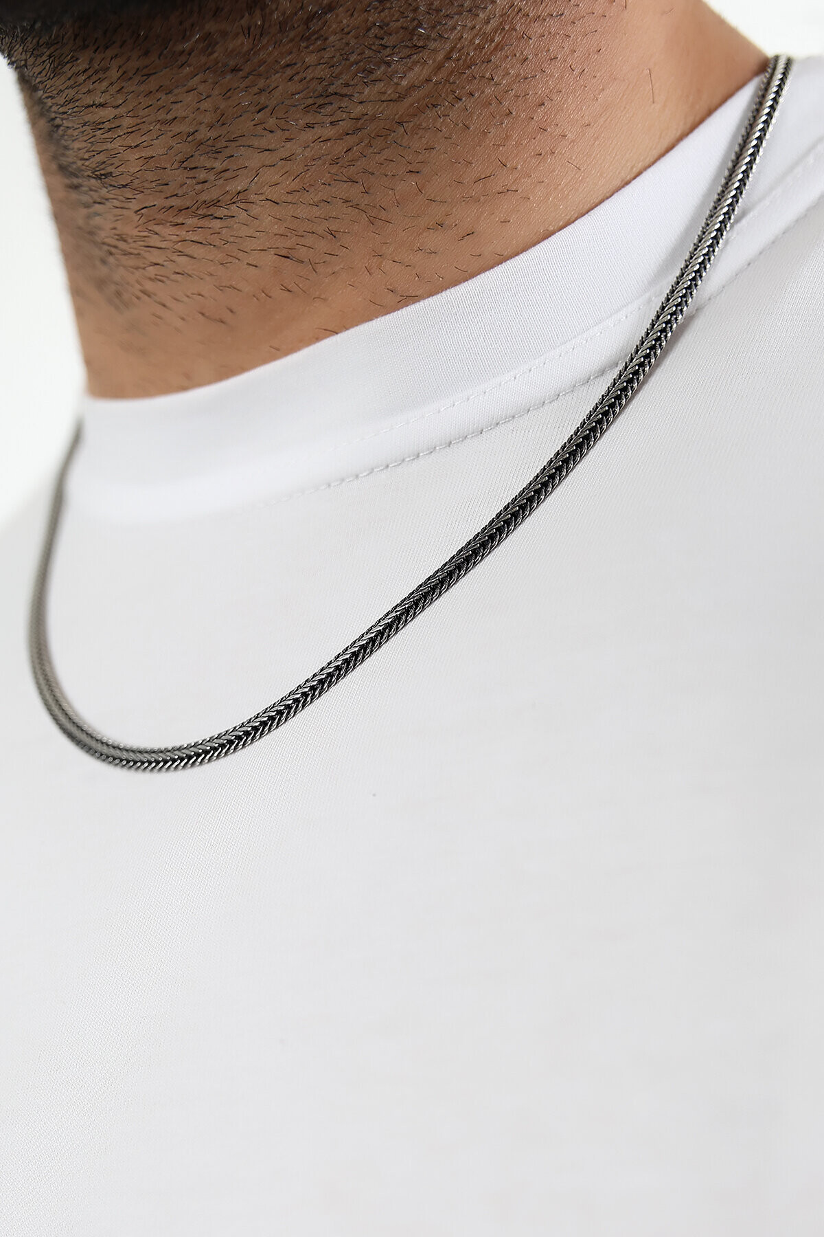 Gümüş Ezme Tilki Kuyruğu Zincir Kolye