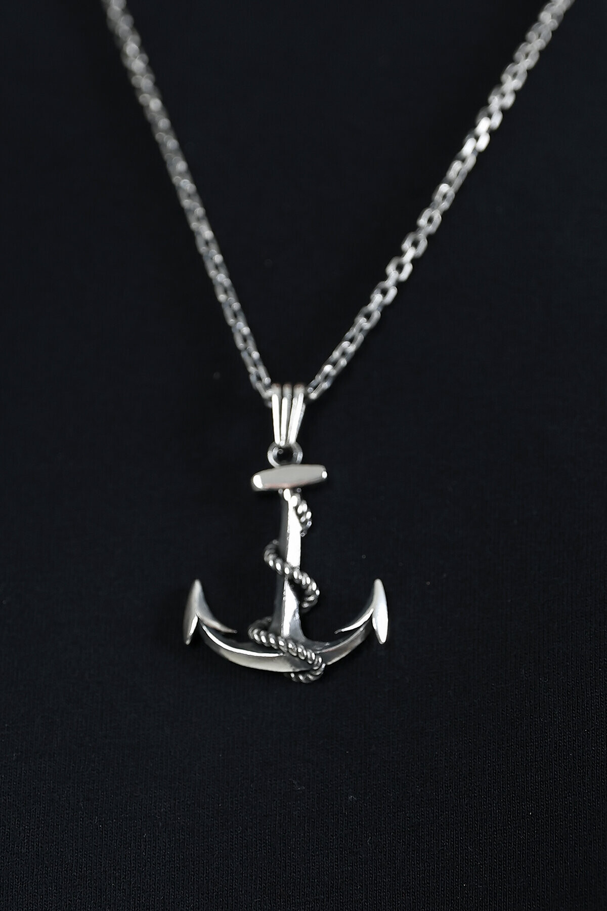 Gümüş Gemi Çapası Erkek Kolye Ucu  