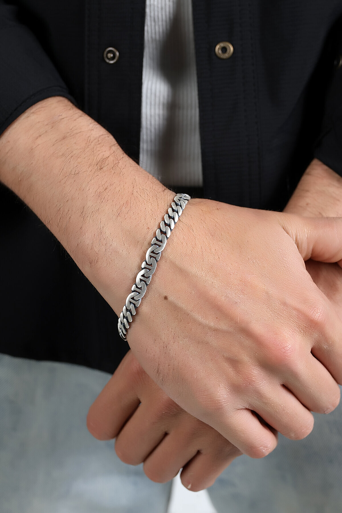 Gümüş Gurmetli Çapa Erkek Bileklik