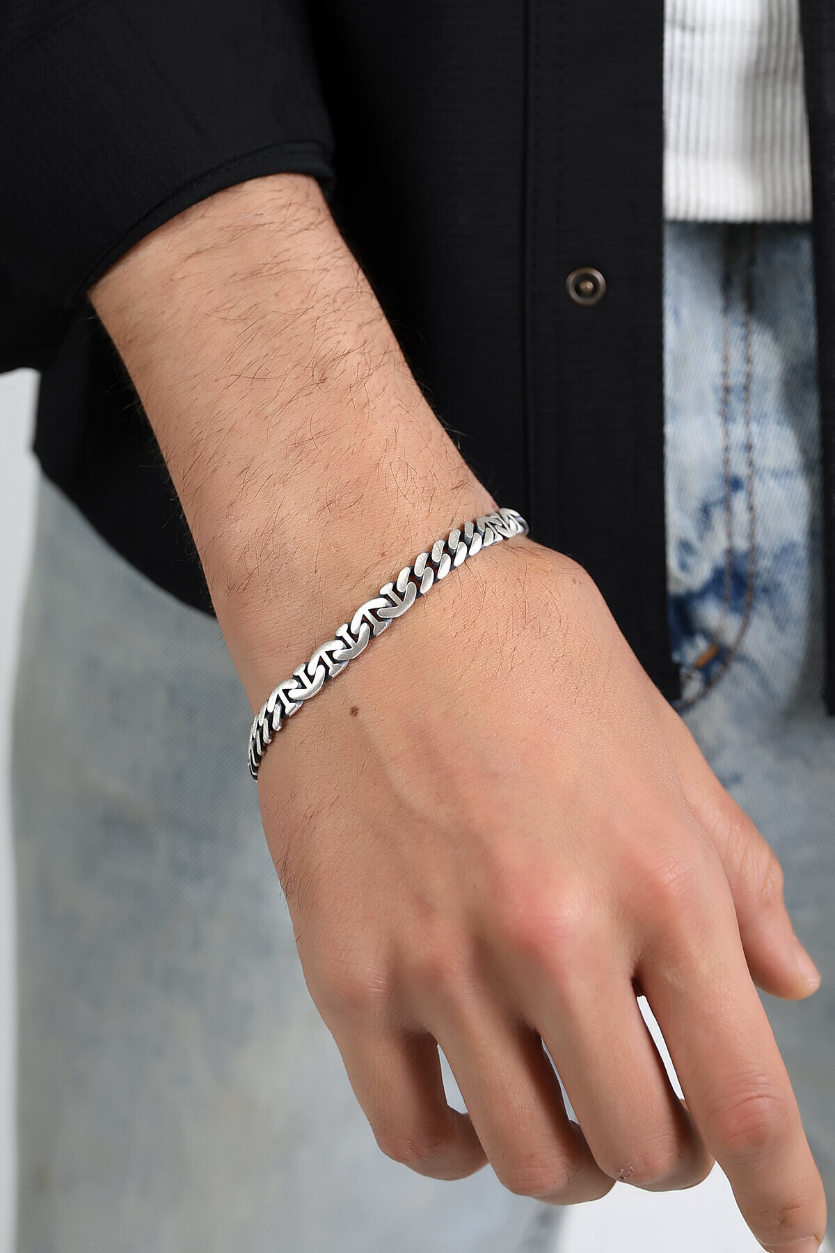 Gümüş Gurmetli Çapa Erkek Bileklik