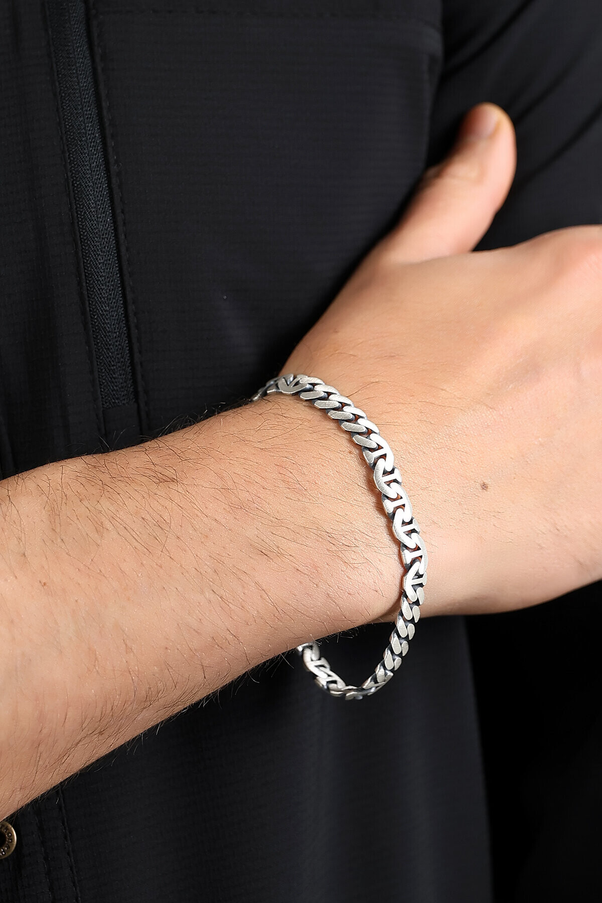 Gümüş Gurmetli Çapa Erkek Bileklik