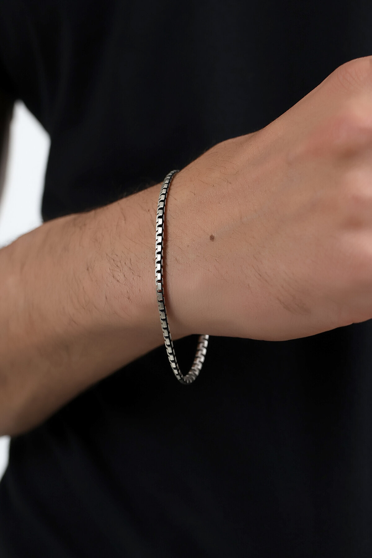 Gümüş İtalyan Fermuar Zincir Erkek Bileklik