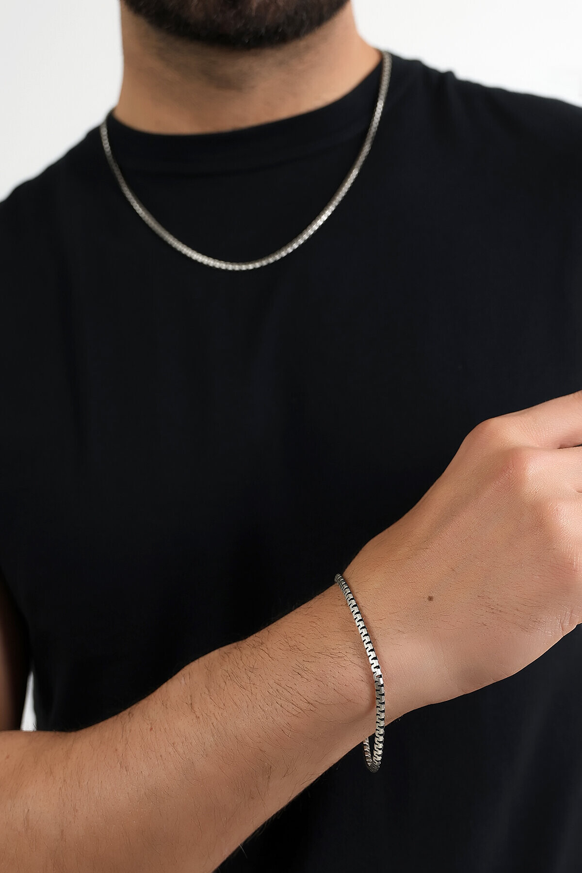 Gümüş İtalyan Fermuar Zincir Erkek Bileklik