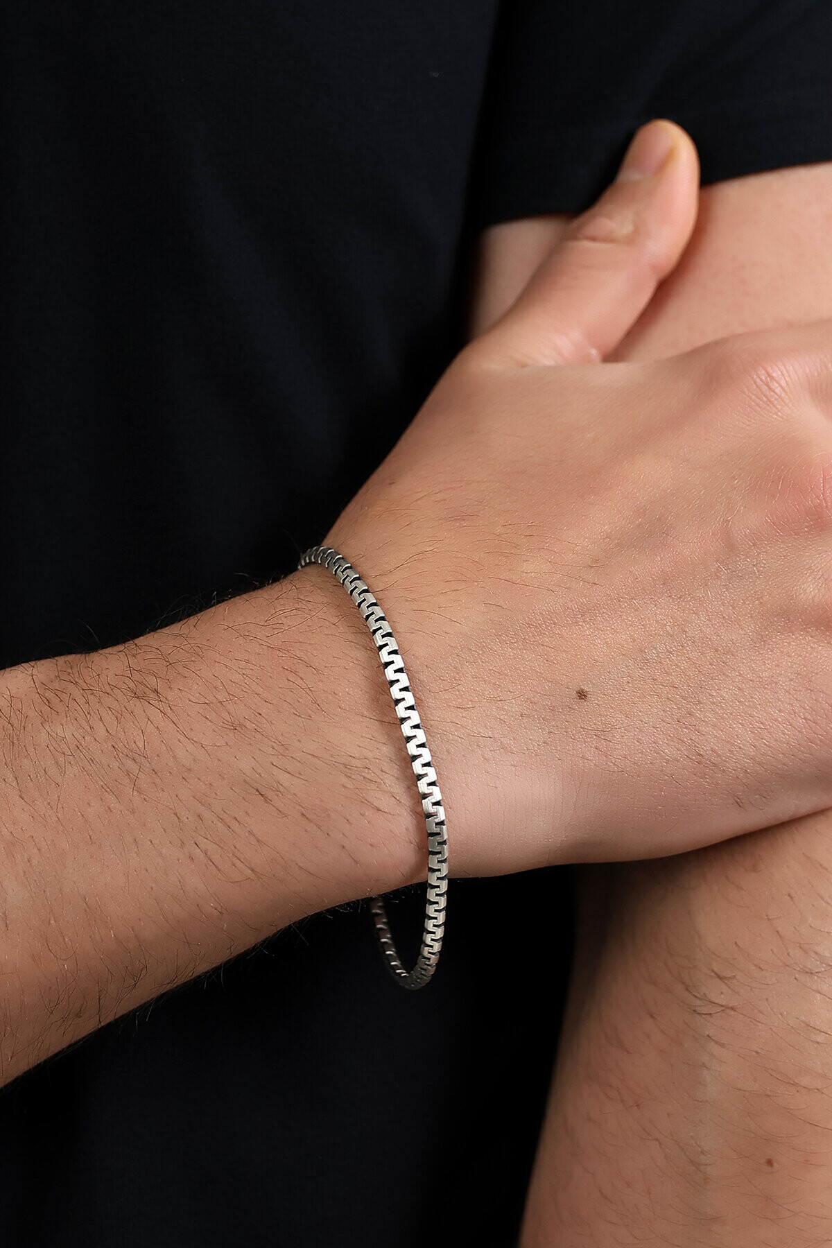 Gümüş İtalyan Fermuar Zincir Erkek Bileklik