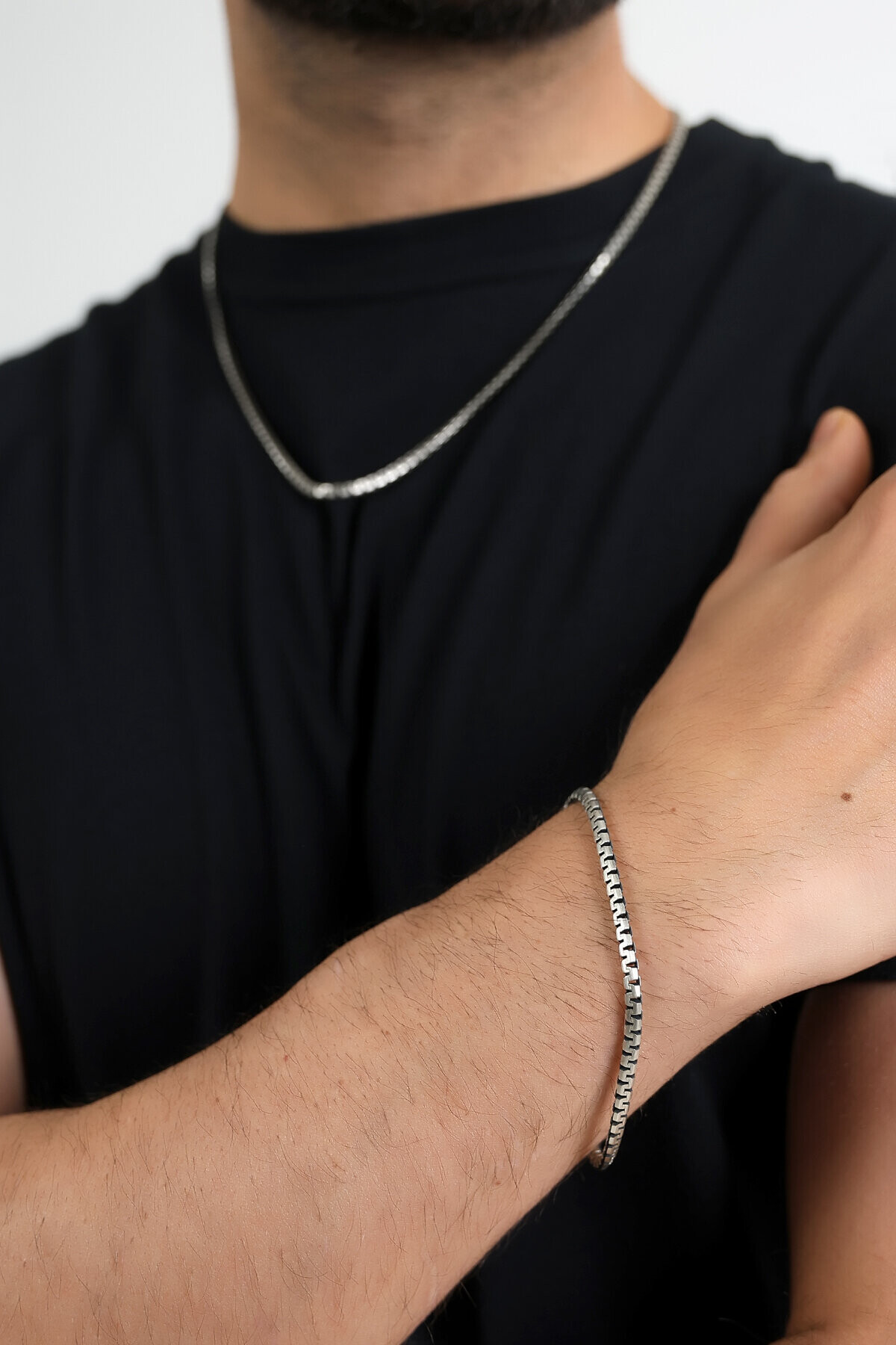 Gümüş İtalyan Fermuar Zincir Erkek Bileklik