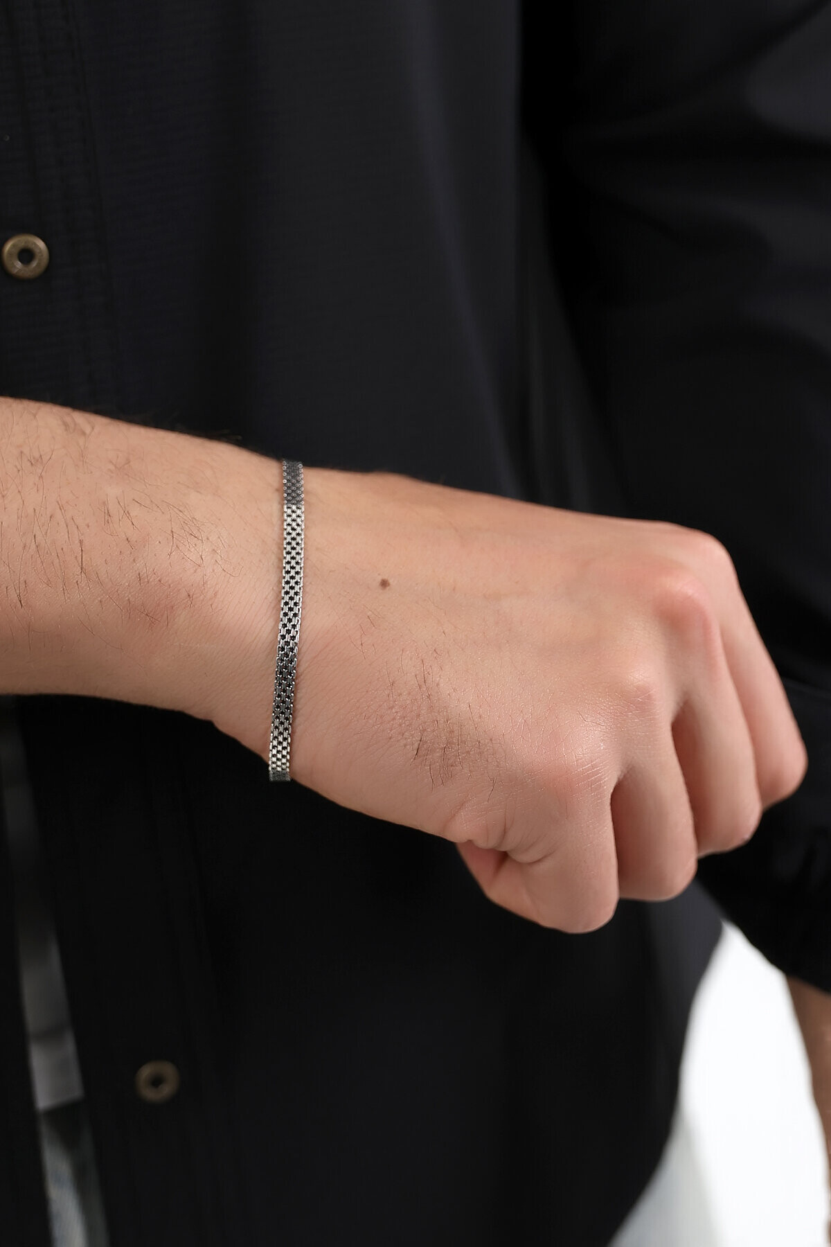 Gümüş İtalyan Hasır Erkek Bileklik