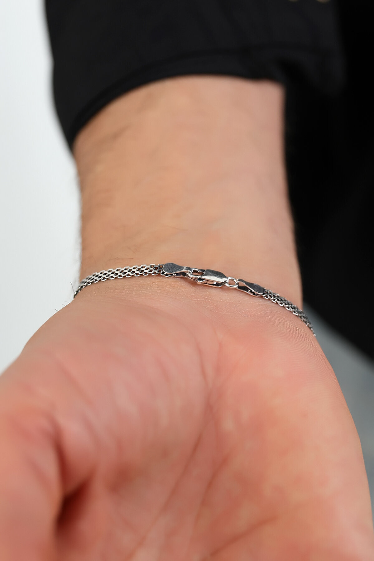 Gümüş İtalyan Hasır Erkek Bileklik