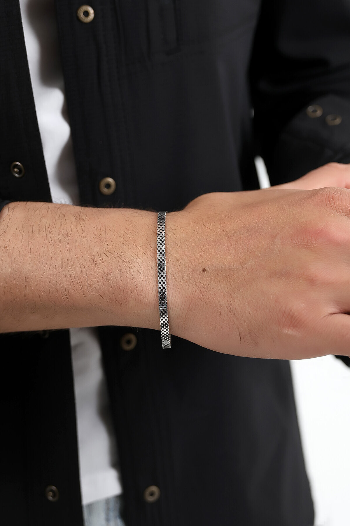 Gümüş İtalyan Hasır Erkek Bileklik