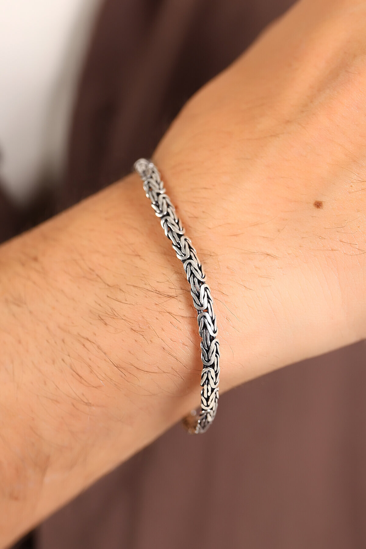 Gümüş İtalyanKöşeli Kral Zincir Bileklik