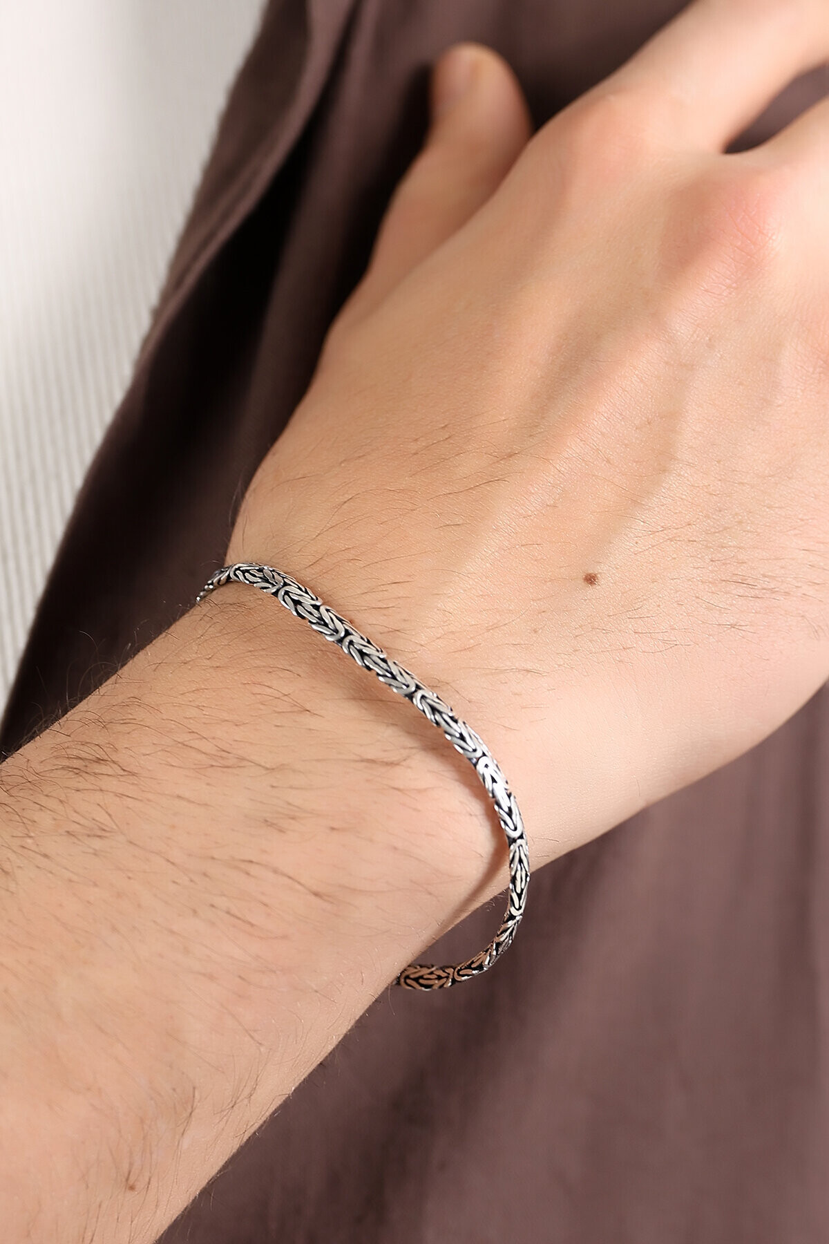 Gümüş İtalyanKöşeli Kral Zincir Bileklik