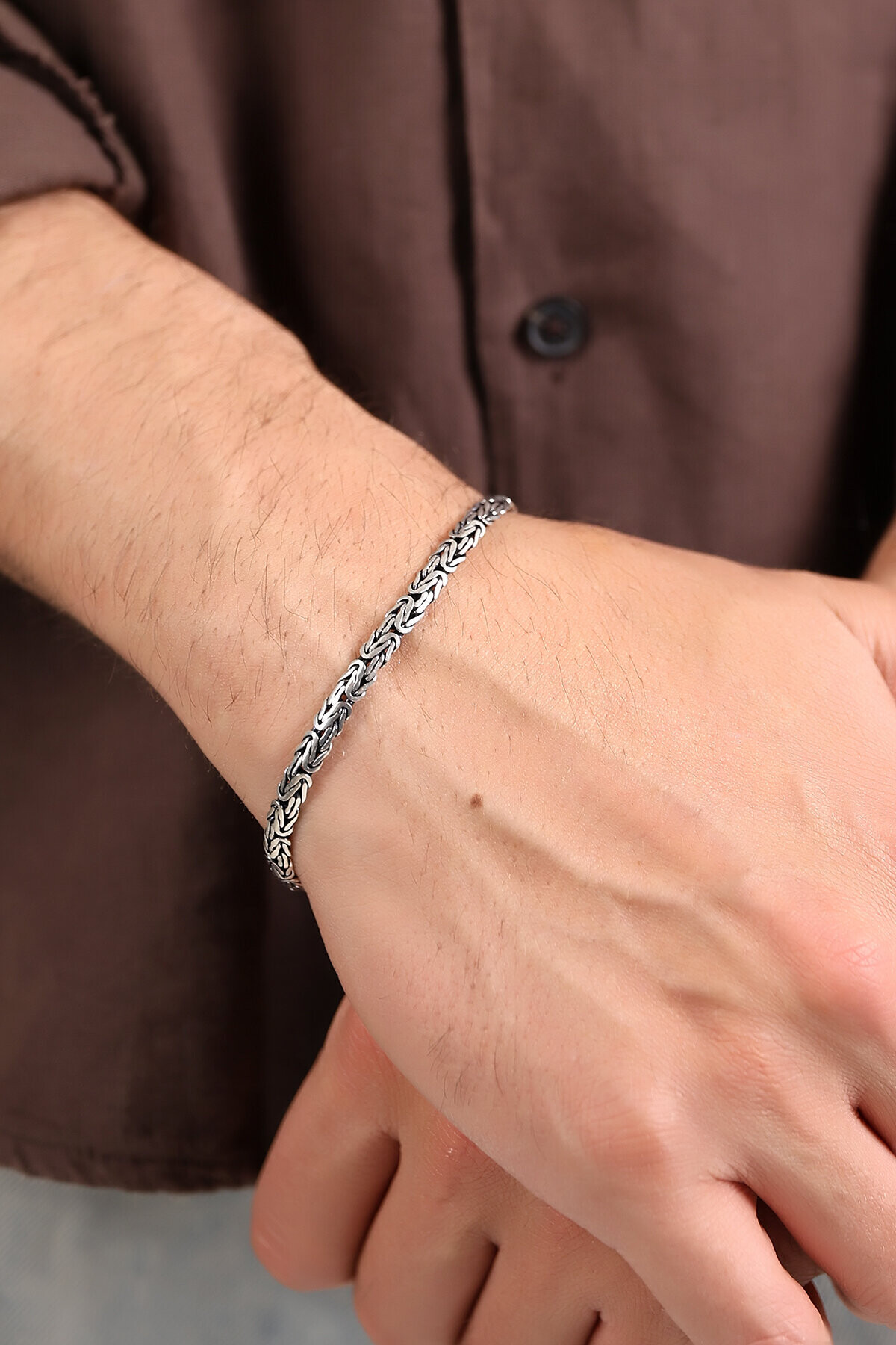 Gümüş İtalyanKöşeli Kral Zincir Bileklik