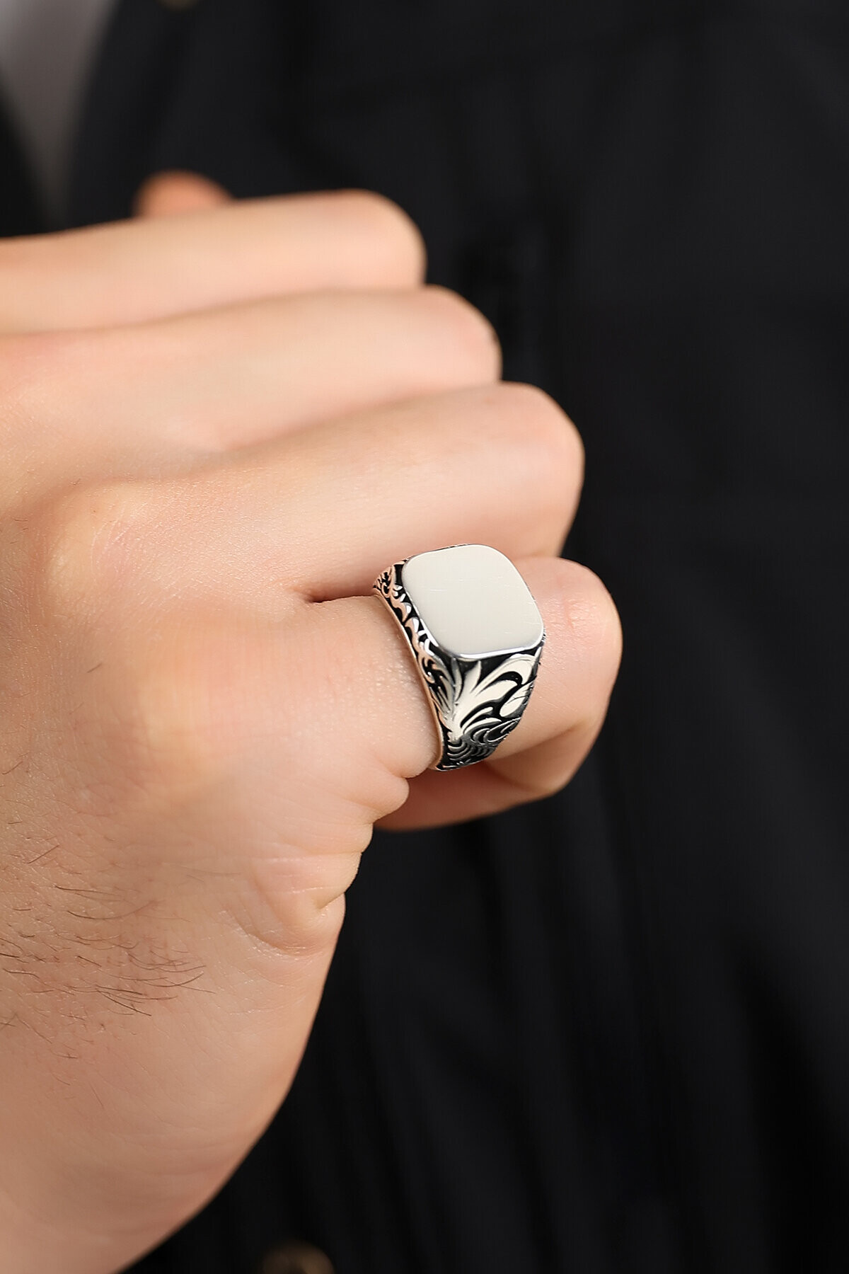 Gümüş Klasik Şövalye Erkek Yüzük