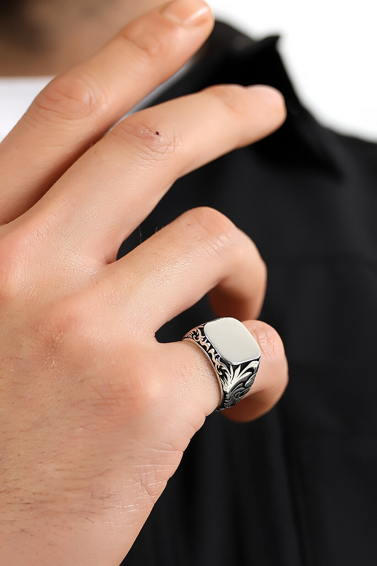 Gümüş Klasik Şövalye Erkek Yüzük