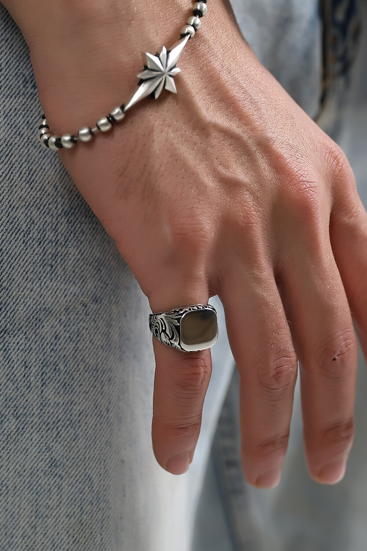 Gümüş Klasik Şövalye Erkek Yüzük