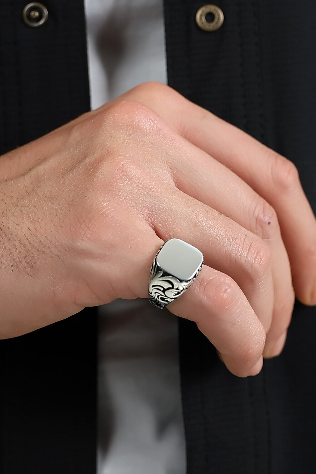 Gümüş Klasik Şövalye Erkek Yüzük