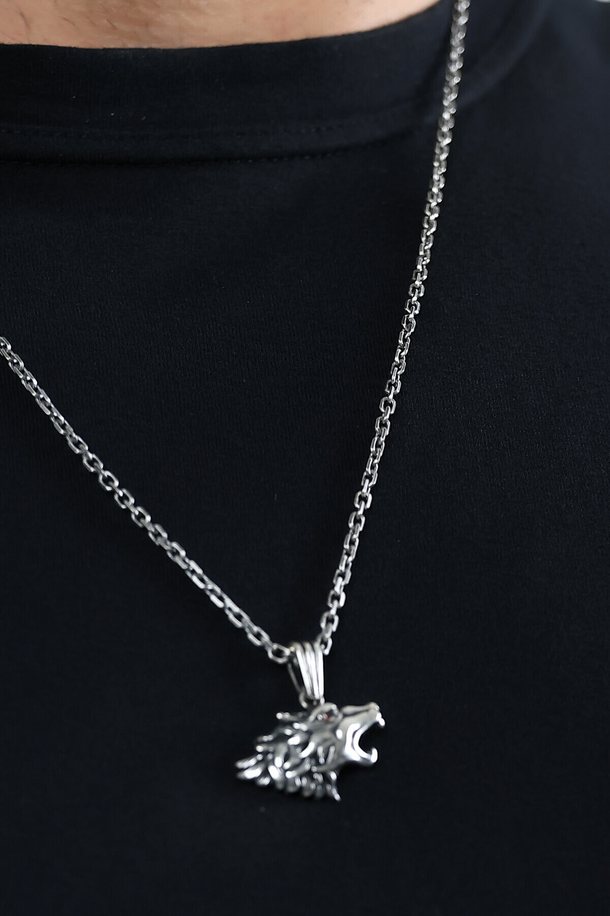 Gümüş Kurt Figürlü Kolye Ucu 